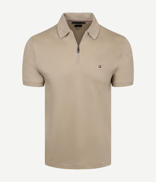 Half-zip polo interlock beige