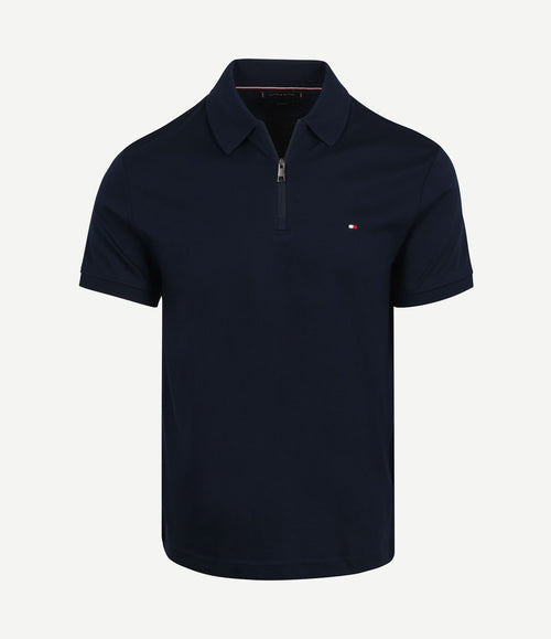 Half-zip polo interlock donkerblauw