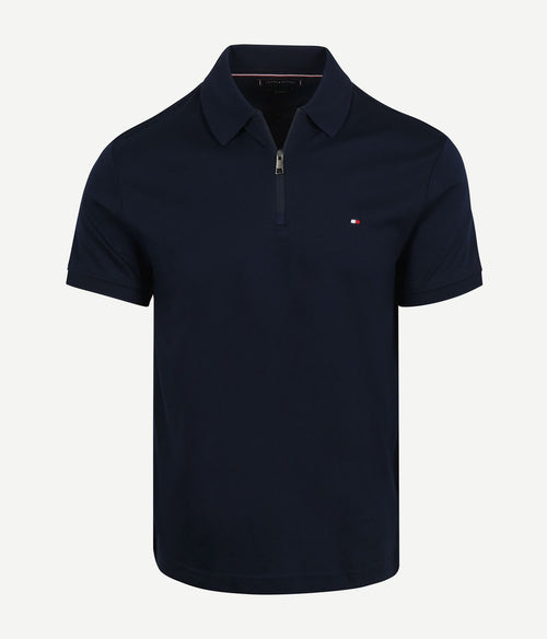 Half-zip polo interlock donkerblauw