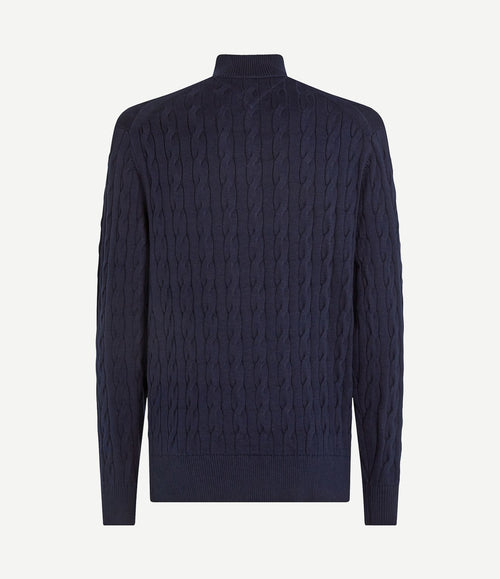 halve rits pullover cable donkerblauw