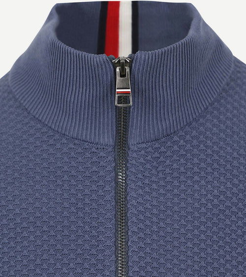 Tommy Hilfiger halve rits trui structuur blauw | Regular-fit