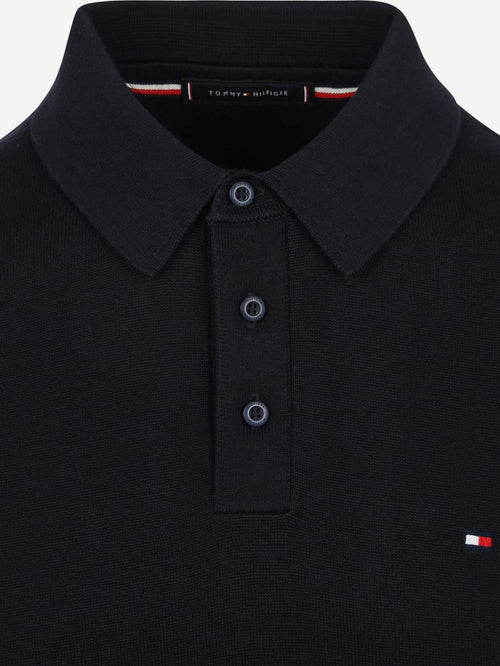 Knitted polo donkerblauw