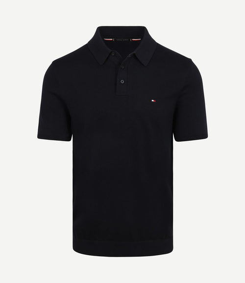 Knitted polo donkerblauw