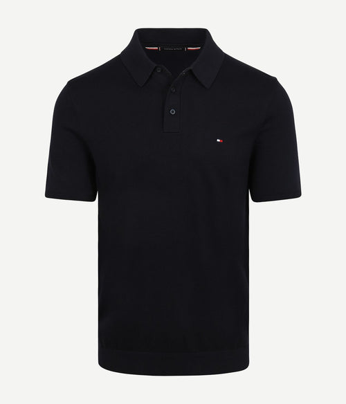 Knitted polo donkerblauw