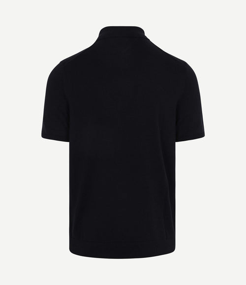 Knitted polo donkerblauw