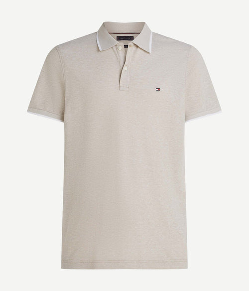 Linen piqué poloshirt beige