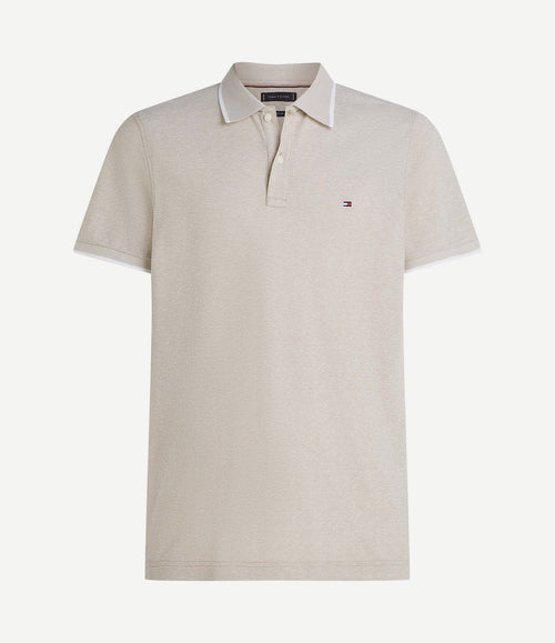 Linen piqué poloshirt beige