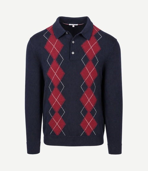 Long sleeve poloshirt checks