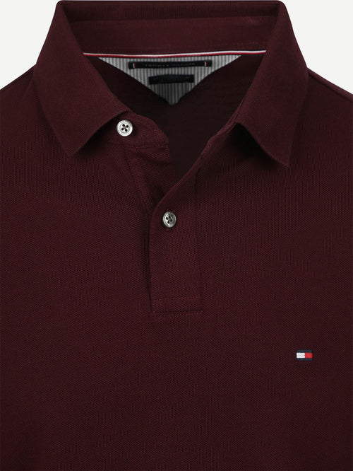 Tommy Hilfiger longsleeve polo bordeaux | Slim-fit