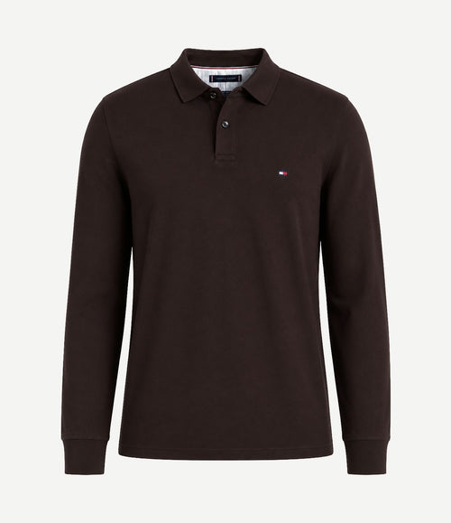 Longsleeve polo bruin