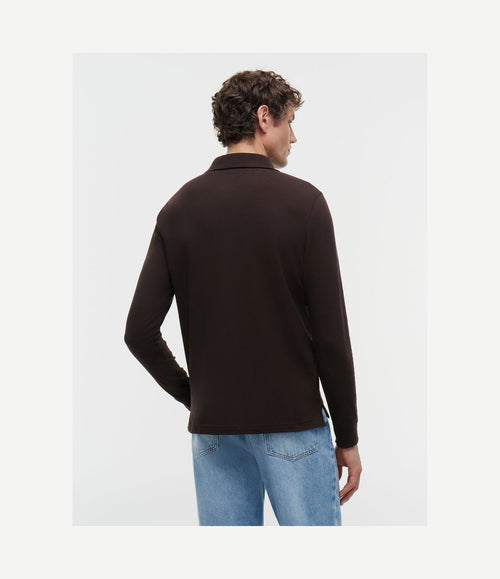 Longsleeve polo bruin