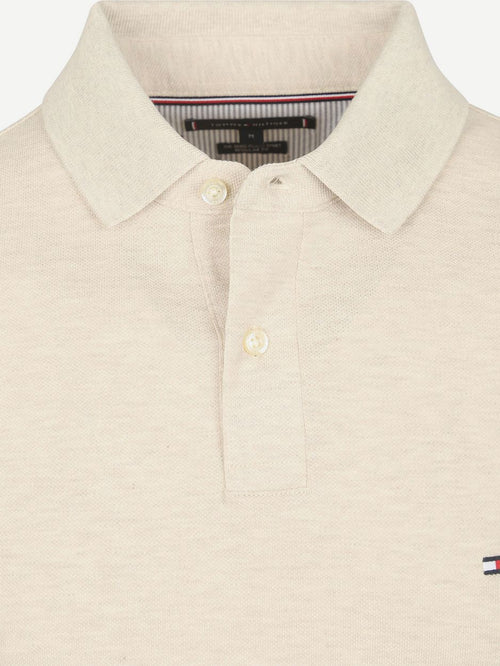 Tommy Hilfiger longsleeve polo melange ecru | Slim-fit
