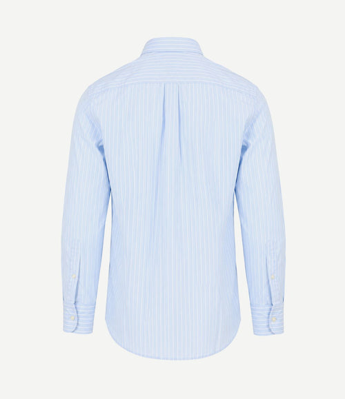 Poplin overhemd streep lichtblauw