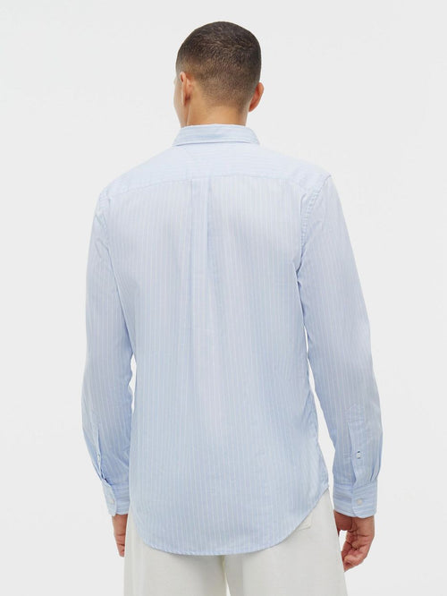 Poplin overhemd streep lichtblauw