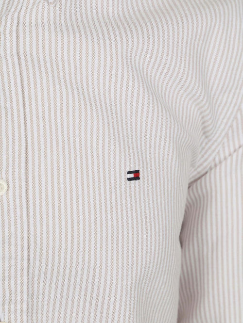 Tommy Hilfiger Oxford overhemd streep beige | Regular-fit