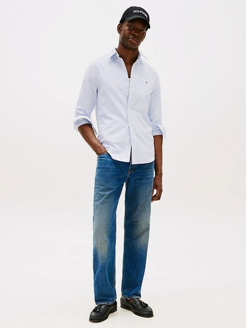 Tommy Hilfiger Oxford overhemd streep lichtblauw | Regular-fit