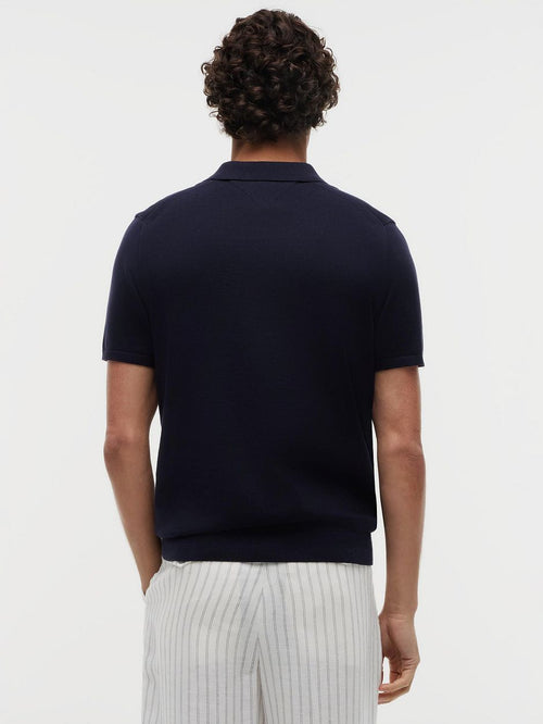 Knitted polo donkerblauw