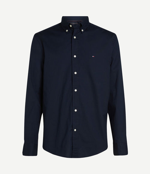 Poplin overhemd flex donkerblauw