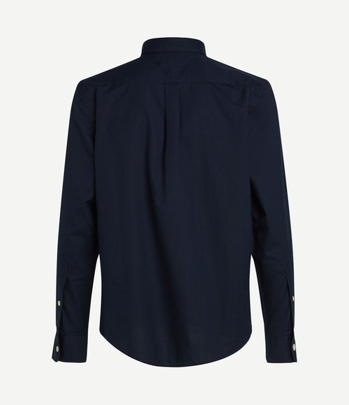 Poplin overhemd flex donkerblauw