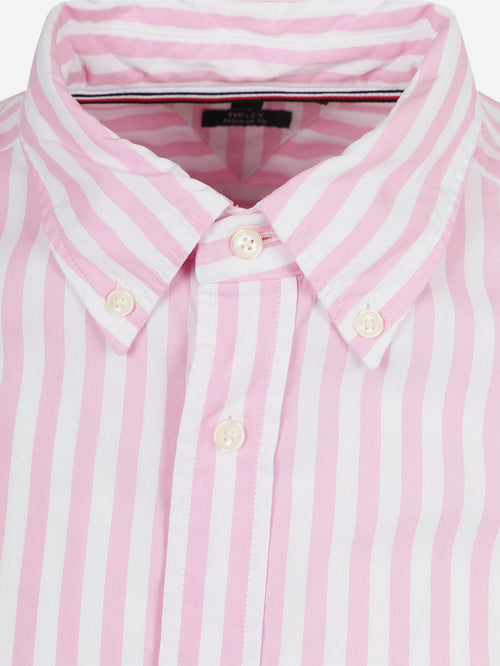 Poplin overhemd streep roze