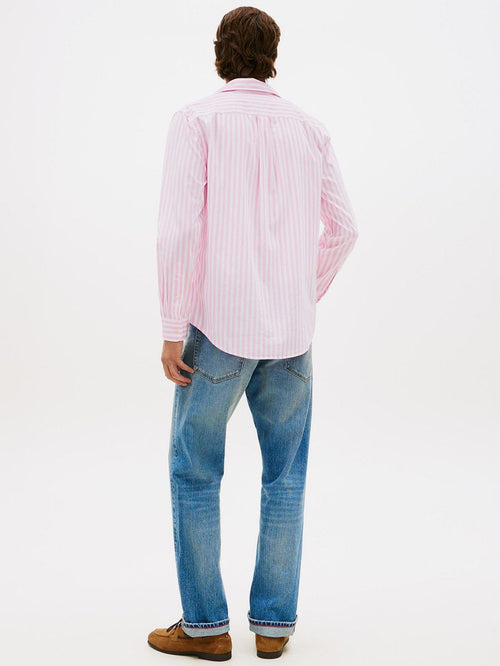 Poplin overhemd streep roze