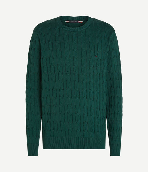 Pullover cable donkergroen