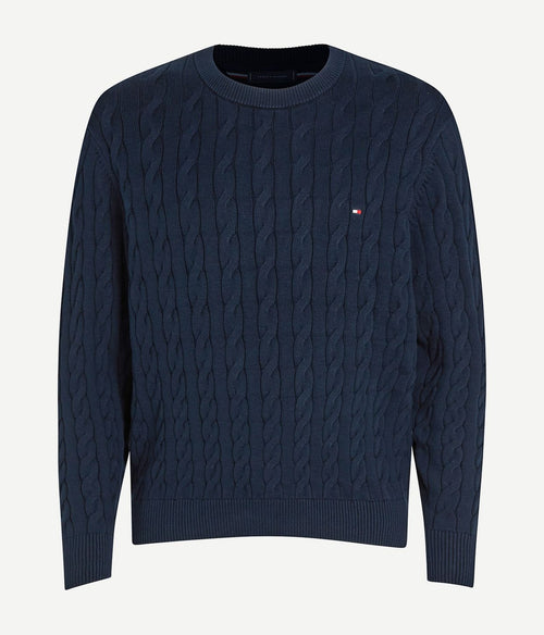 Tommy Hilfiger pullover cable donkerblauw | Regular-fit