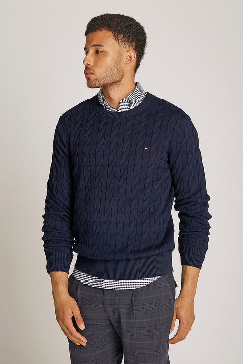 Tommy Hilfiger pullover cable donkerblauw | Regular-fit