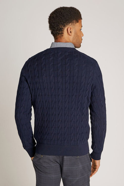 Tommy Hilfiger pullover cable donkerblauw | Regular-fit