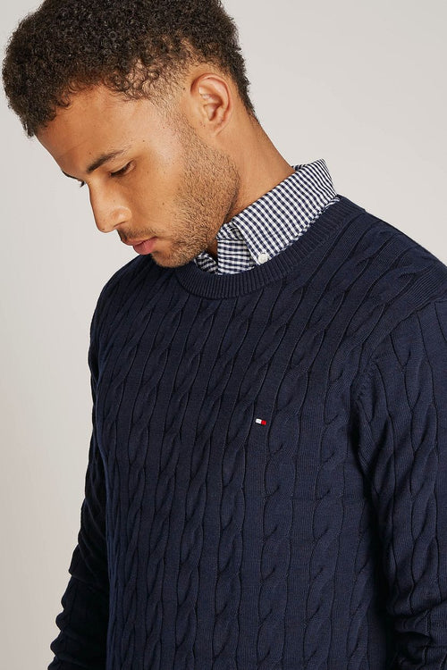 Tommy Hilfiger pullover cable donkerblauw | Regular-fit