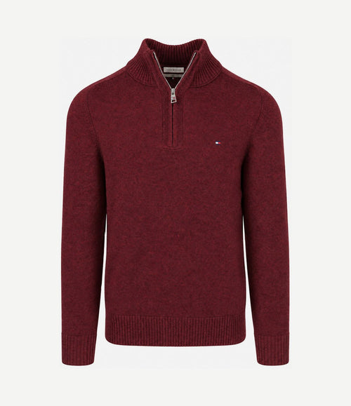 Pullover halfzip lambswool burgundy heather