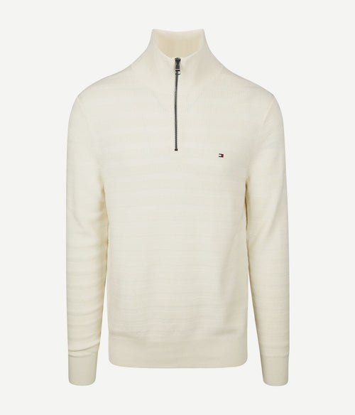 Tommy Hilfiger pullover halfzip structure ivory | Regular-fit