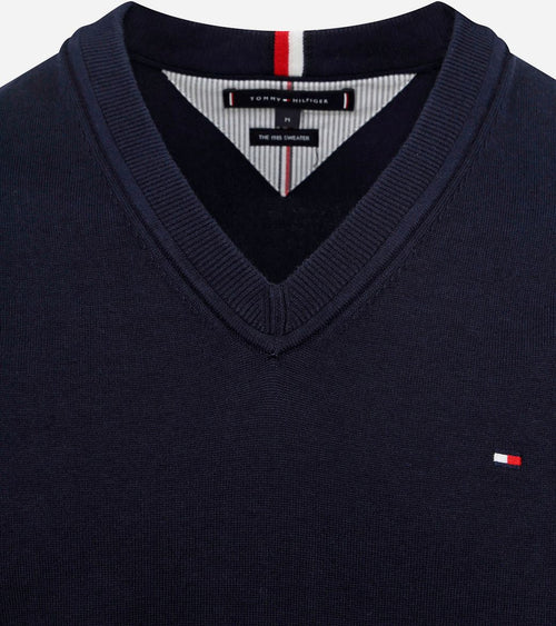 Tommy Hilfiger pullover v-hals donkerblauw | Regular-fit