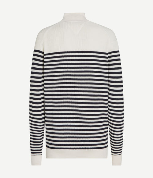 Tommy Hilfiger racking half-zip structure streep wit donkerblauw | Regular-fit