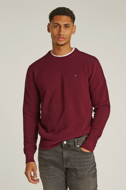 Tommy Hilfiger structure trui bordeaux rood | Regular-fit