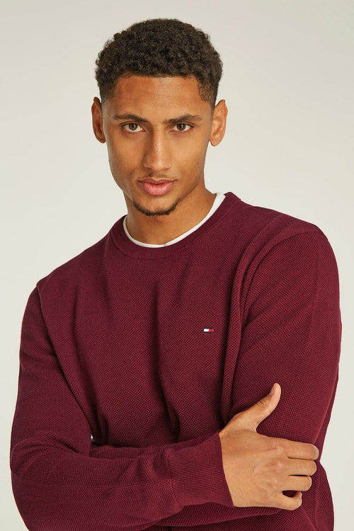 Tommy Hilfiger structure trui bordeaux rood | Regular-fit