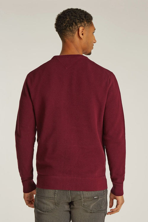 Tommy Hilfiger structure trui bordeaux rood | Regular-fit