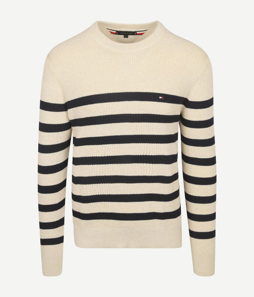Tommy Hilfiger sweater ink stripes beige | Regular-fit