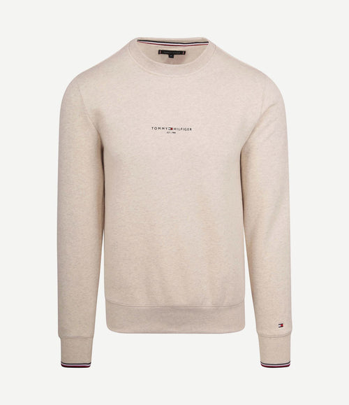 Sweater logo tipped greige