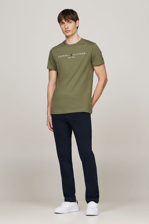 Tommy Hilfiger t-shirt logo olijfgroen