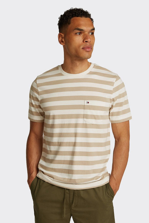 Tommy Hilfiger t-shirt streep beige | Regular-fit