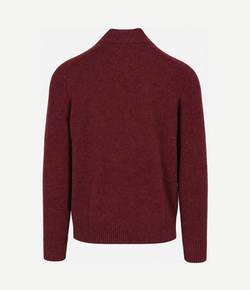 Pullover halve rits lambswool burgundy heather