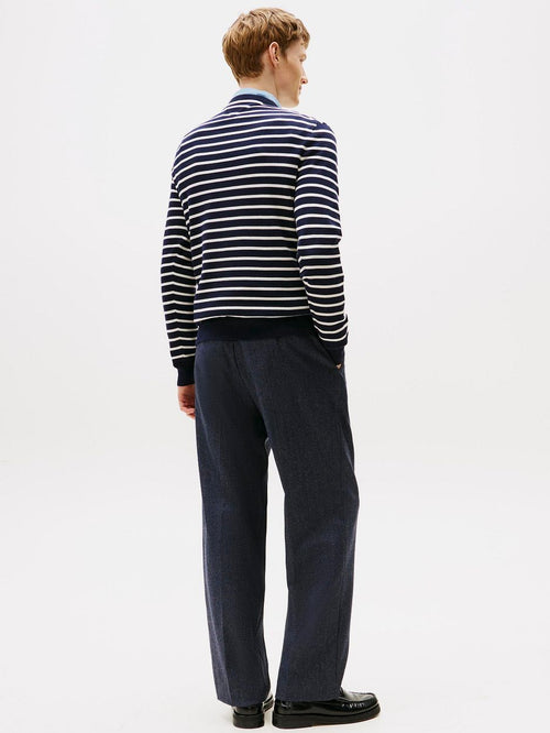 Tommy Hilfiger trui streep donkerblauw | Regular-fit