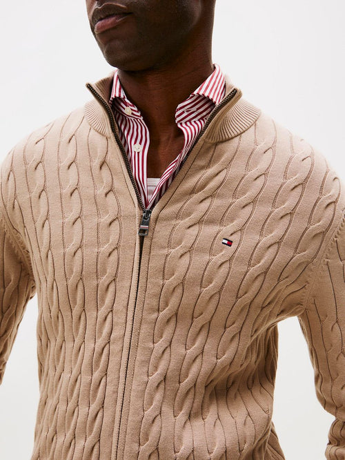 Vest zip cable beige