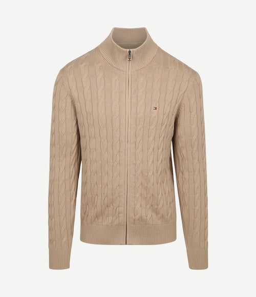 Vest zip cable beige