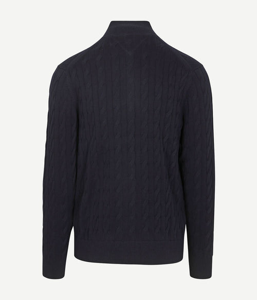 Tommy Hilfiger vest zip cable donkerblauw | Regular-fit