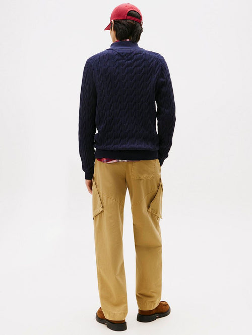 Tommy Hilfiger vest zip cable donkerblauw | Regular-fit