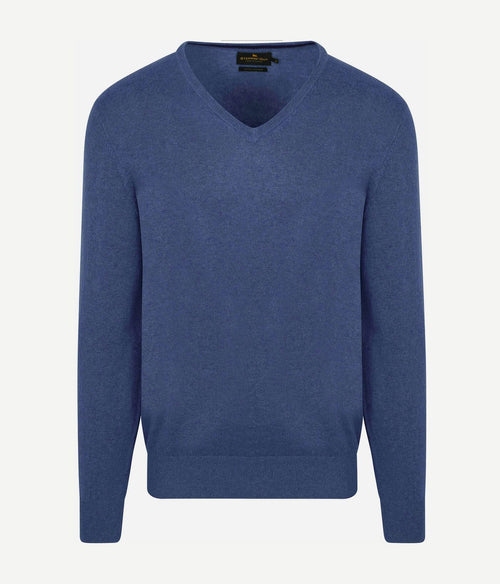 Trui cashmere v-hals kobaltblauw