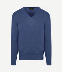 Trui cashmere v-hals kobaltblauw