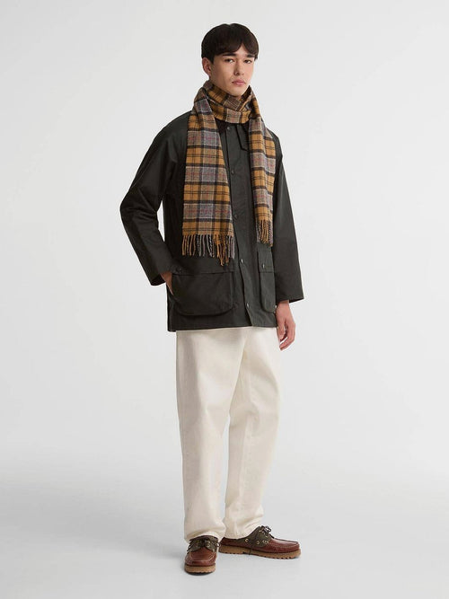 Sjaal tartan lamswol lichtbruin